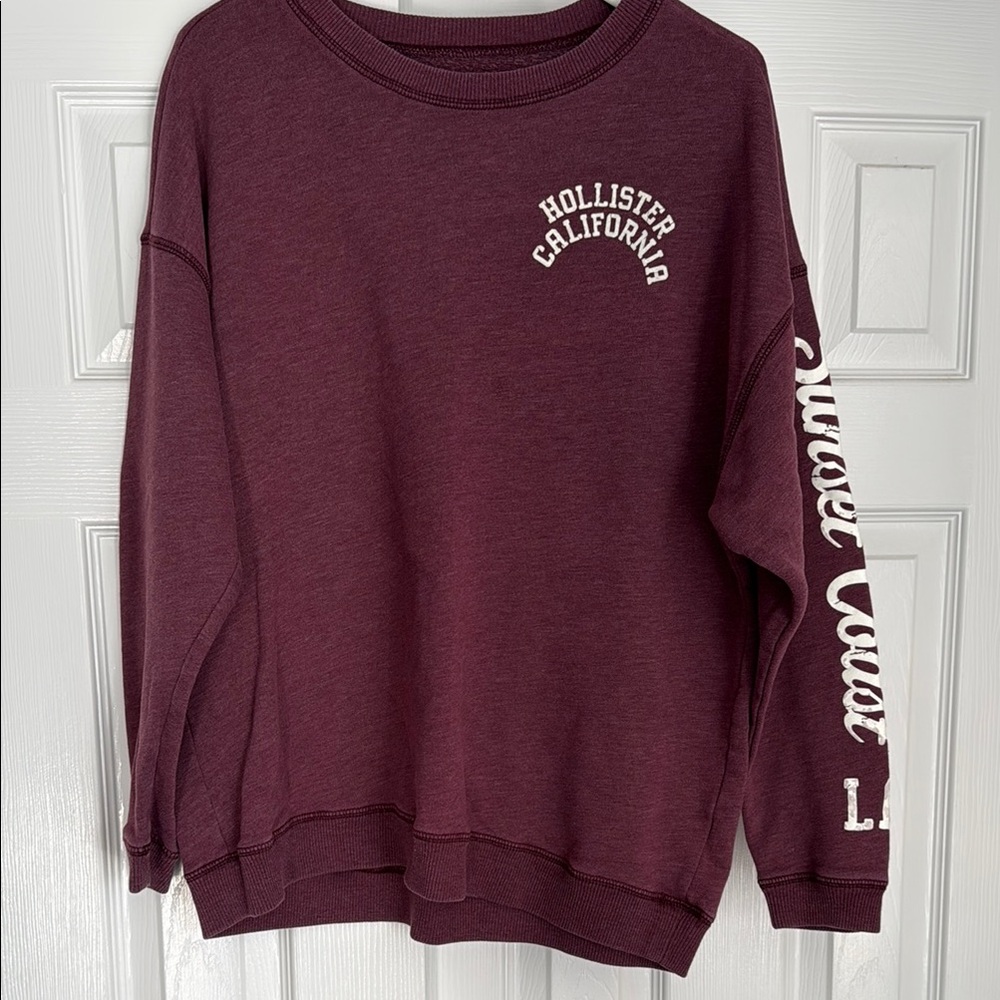 Hollister Women's Crewneck Sweatshirt in Deep Wine